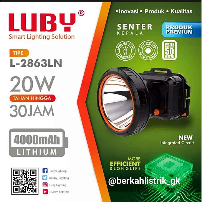Senter Kepala Luby 2863/L-2863LN 10 Watt / Head Lamp Luby 2863 - Putih
