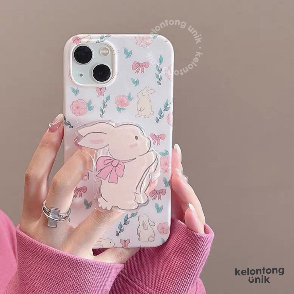 For iPhone - Bunny Shabby Chic Glossy Soft Case with Griptok