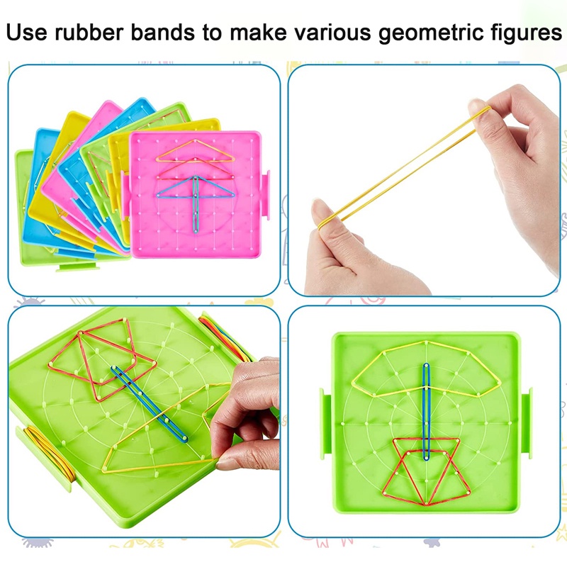 Lempeng Paku Plastik Anak Math Geoboard Anak Bentuk Geometri Papan Alat Mainan Belajar Dini