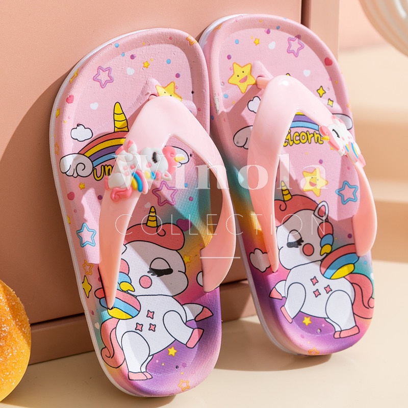 Sandal Jepit Anak Perempuan Unicorn Rainbow  Winola Collection WNL 2203-1