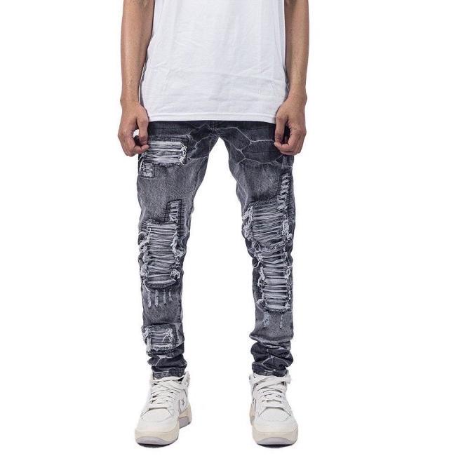 ⇦ A28 H1 biker patch - Acid grey - Celana Jeans ゕ