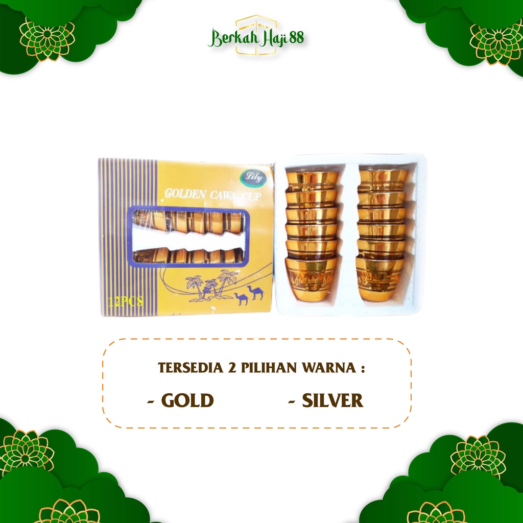 Gelas cucing warna GOLD 1LUSIN(12pcs) / Gelas zam zam untuk Oleh Oleh Umroh dan Haji