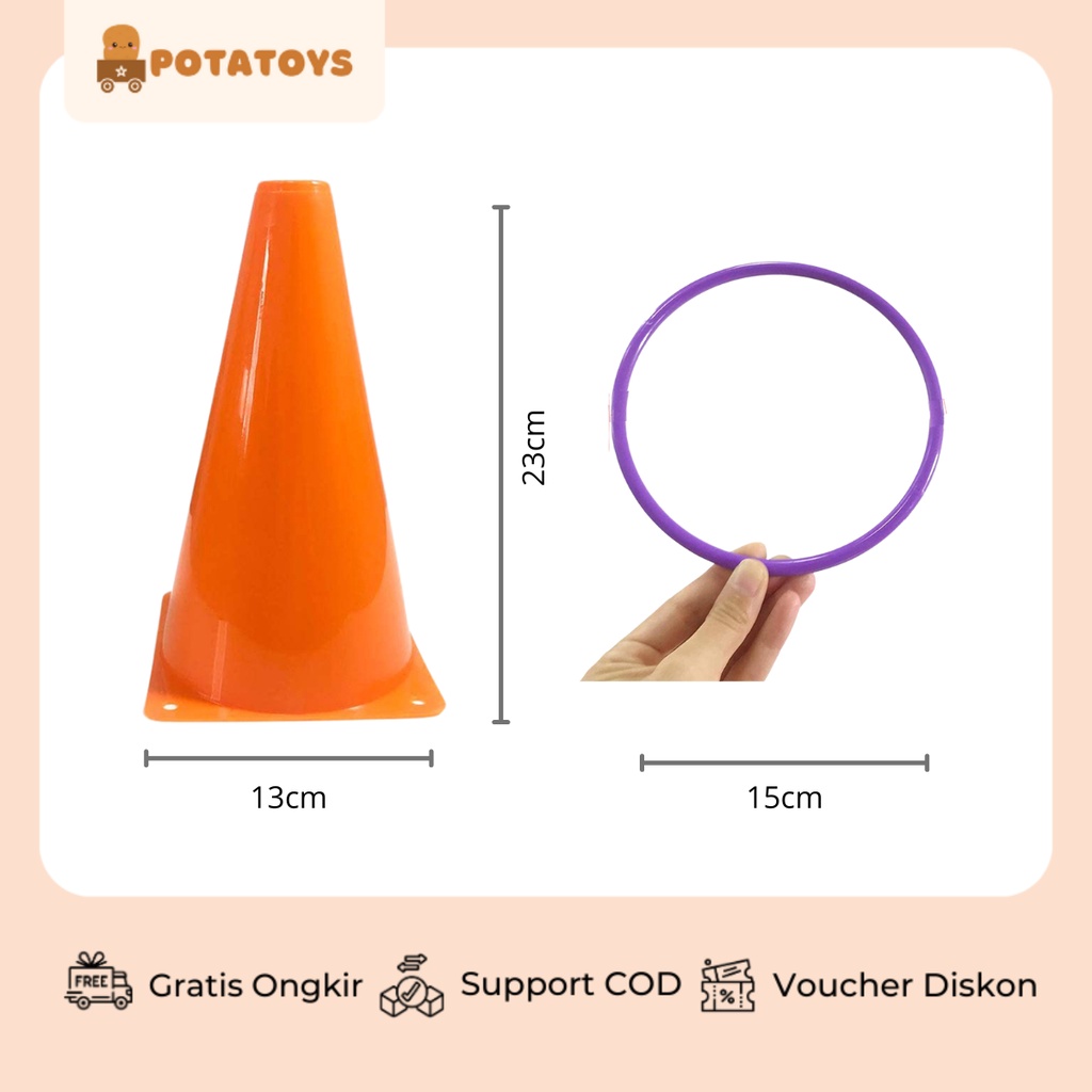 [ Potatoys ] Big Cone Ring Throw / Mainan Lempar Gelang Cincin Kerucut Rintangan Olahraga / Latihan Koordinasi Mata Tangan