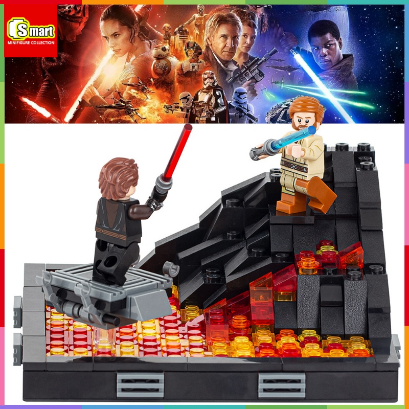 Moc Creative Series MOC2058-A Obi-Wan VS Anakin Mustafa (Ada Minifigures) Puzzle Rakitan Mainan Blok Bangunan