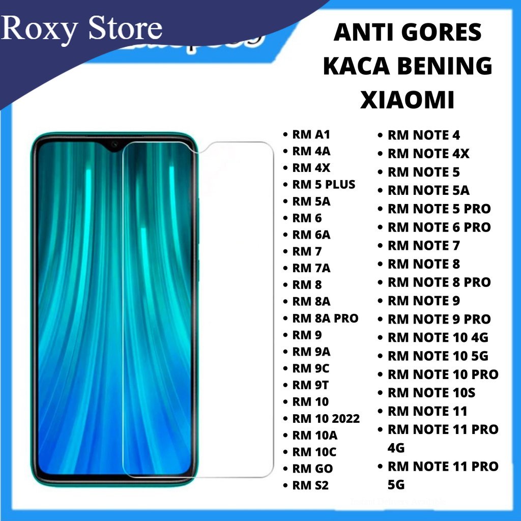 TEMPERED GLASS XIAOMI REDMI A1 4A 4X 5 PLUS 5A 6 6A 7 7A 8 8A 8A PRO 9 9A 9C 9T 10 10 2022 10A 10C GO S2 REDMI NOTE 4 4X 5 5A 5 PRO 6 PRO 7 8 8 PRO 9 9 PRO 10 4G 10 5G 10 PRO 10S 11 11 PRO 4G 11 PRO 5G  XIAOMI