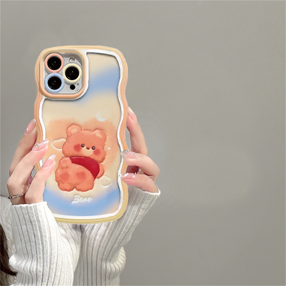 Case Realme 10 C30 C31 C35 C21Y C25Y RealmeC11 2021 C15 C25 C17 C12 C3 C2 Realme 8i 7i 5 5i 6i 7 Pro Doodle love Dan Beruang Kecil Yang Lucu Kelinci Gelombang Tepi TPU Phone Case Cover