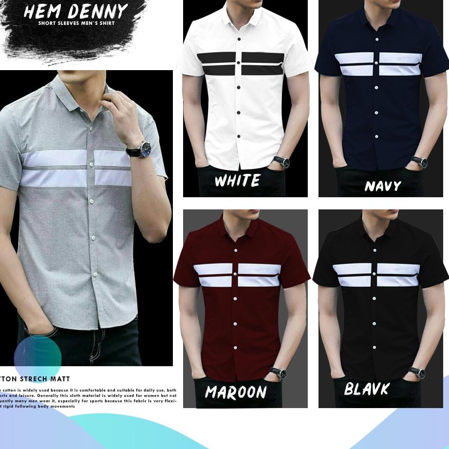 ♢ RISRUS FASHION HEM DENNY BAJU PRIA LENGAN PENDEK KEMEJA COWO COWOK ➶