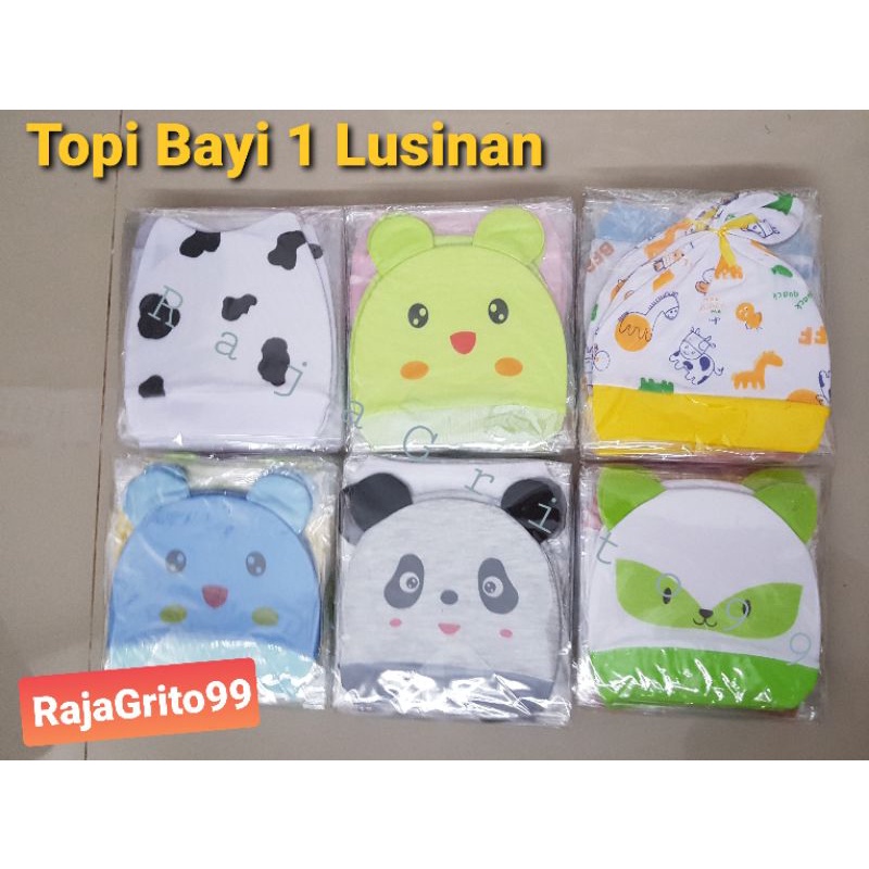 Topi Bayi Karakter isi 1 Lusinan / Kupluk Bayi 12 PCS Grosir