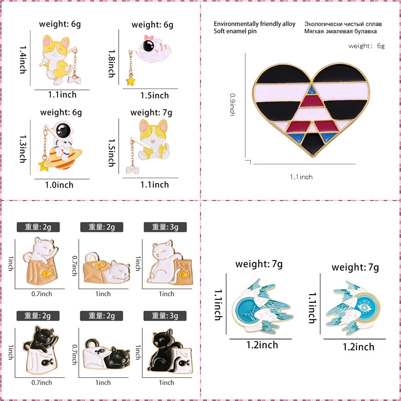 2pcs/set Pin Kerah Kucing Lucu Kartun Enamel Bros Hadiah Untuk Teman Aksesoris Pakaian