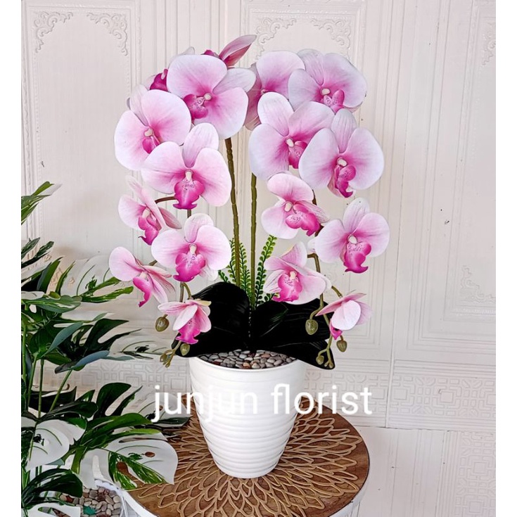 bunga aggrek latex jumbo artificial pot tawon besar