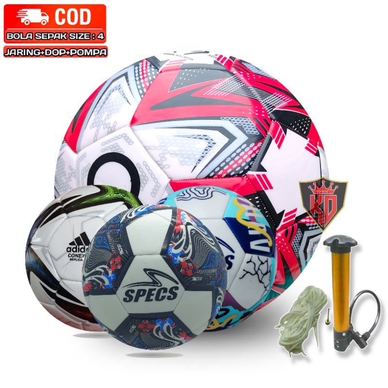 BOLA SEPAK SIZE 4 / BOLA SIZE 4 / PAKET BOLA SIZE 4 JARING+DOP+POMPA BAHAN PU IMPORT