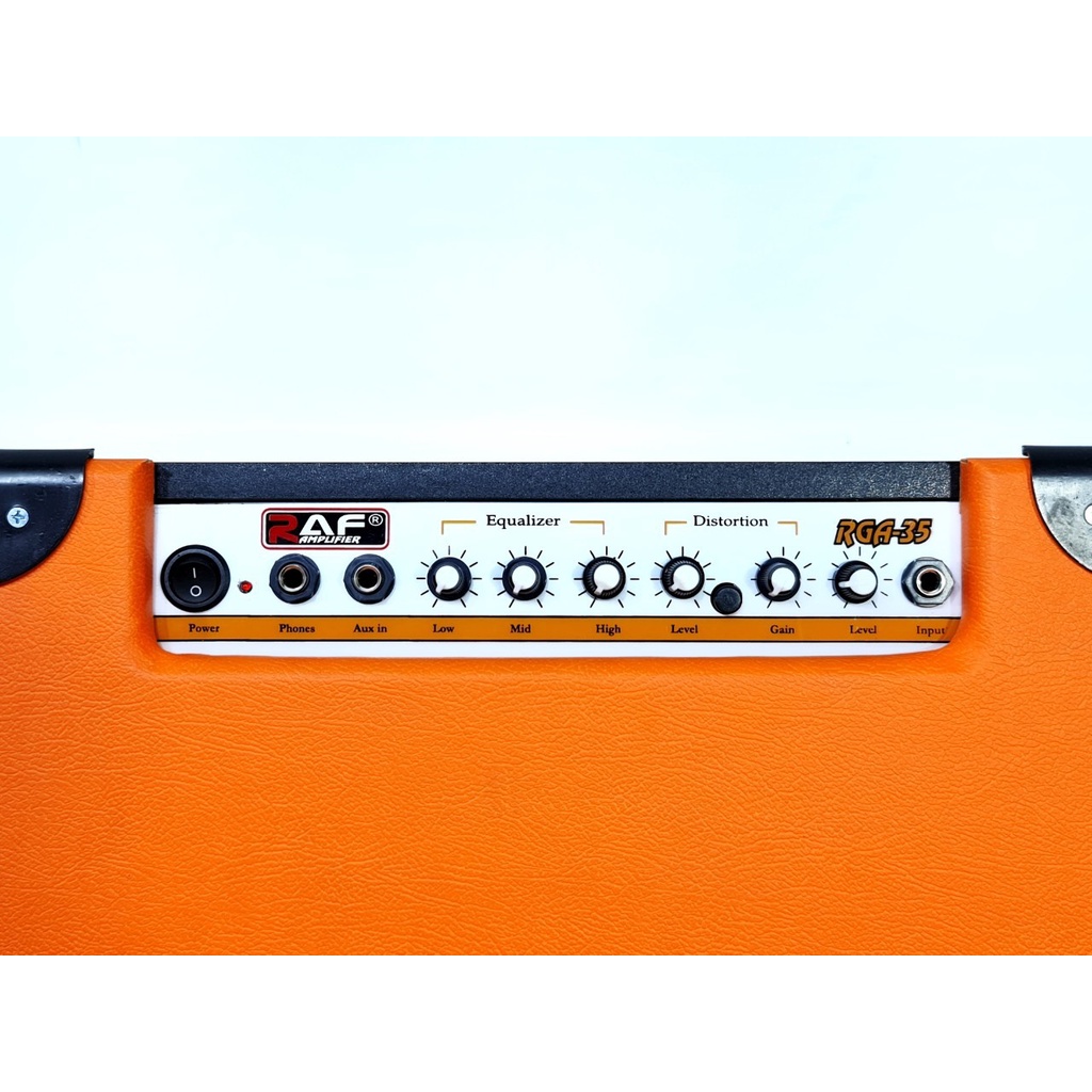 Ampli Gitar dan Bass Akustik Elektrik Merk Raf / Rav Orange Ukuran 10 Inch Murah Jakarta Ada Distorsi Amply Amplifier