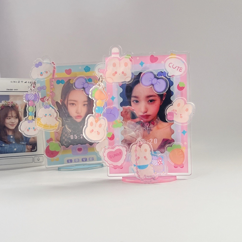 &lt;IN STOCK&gt;Cute Bunny Acrylic Card Holder 3 Inch Photo Frame Holder with Decoration Accessories for Idol Photocard Protective Desk Decor Collection