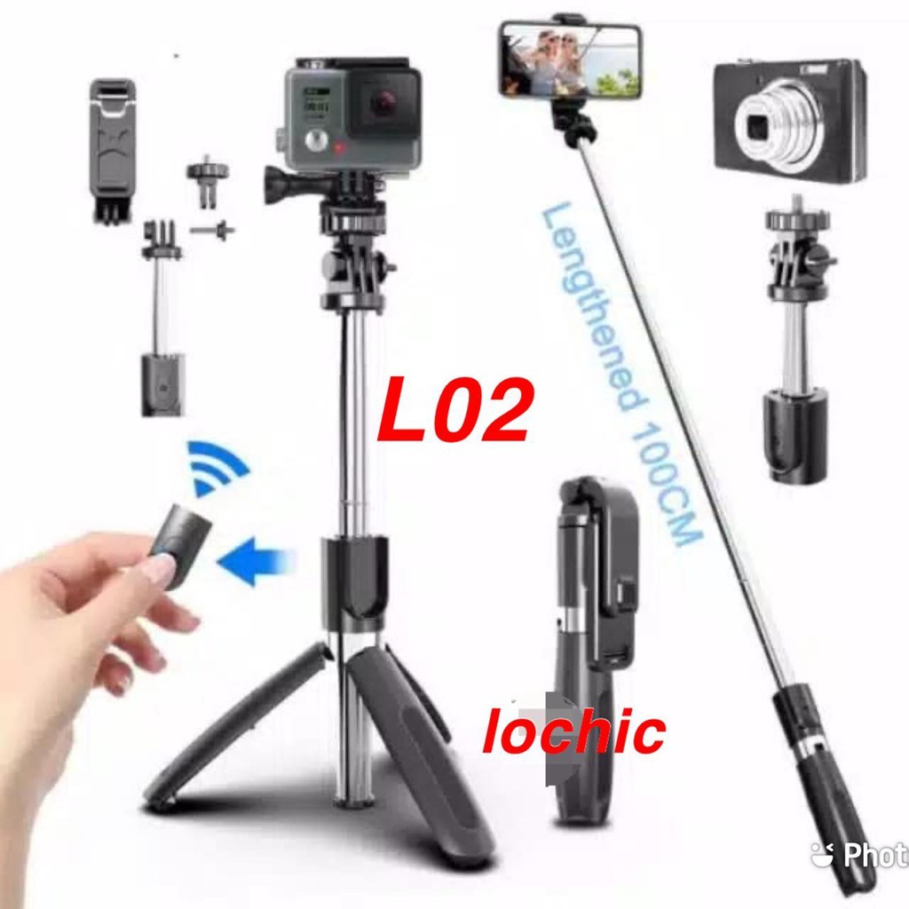 (LOLI-JKT)READY L02 TONGSIS PLUS TRIPOD WIRELESS BLUETOOTH SELFIE STICK MONOPODS