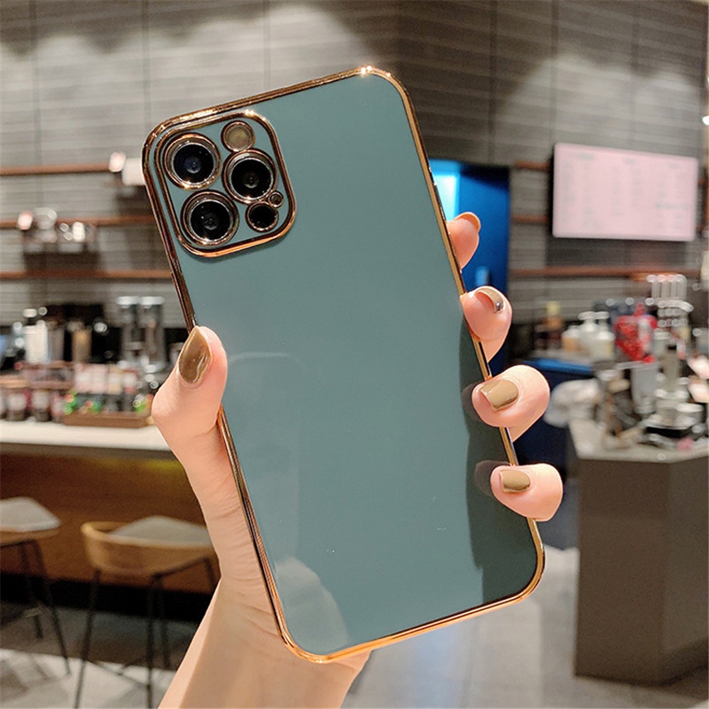 New Advanced Light-Sensitive Smooth Straight Edge Solid Color Tempered Glass Case For iphone 14 13 12 11 ProMax X XS Max XR 7 8 Plus Silicone Soft Edge