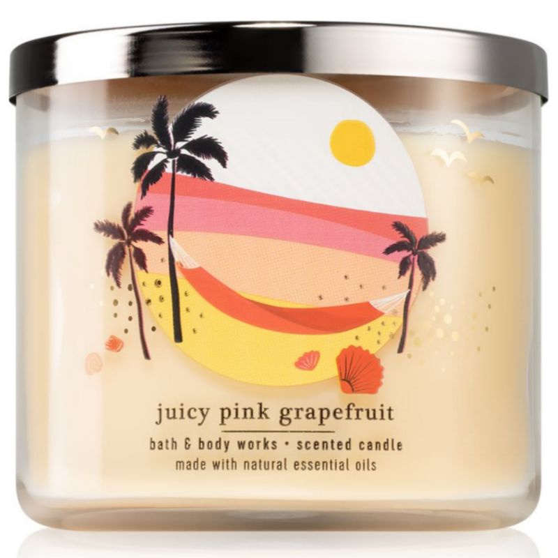 BATH AND BODY WORKS BBW JUICY PINK GRAPEFRUIT 3 WICK SCENTED CANDLE 411 G LILIN WANGI SUMBU UKURAN BESAR