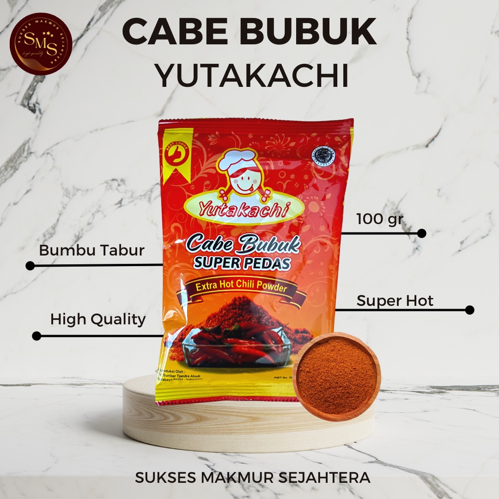 Cabe Bubuk Yutakachi 100gr | Cabe Bubuk Super Hot | Bon Cabe | Cabe Bubuk Super Murah | Bubuk Cabai Merah