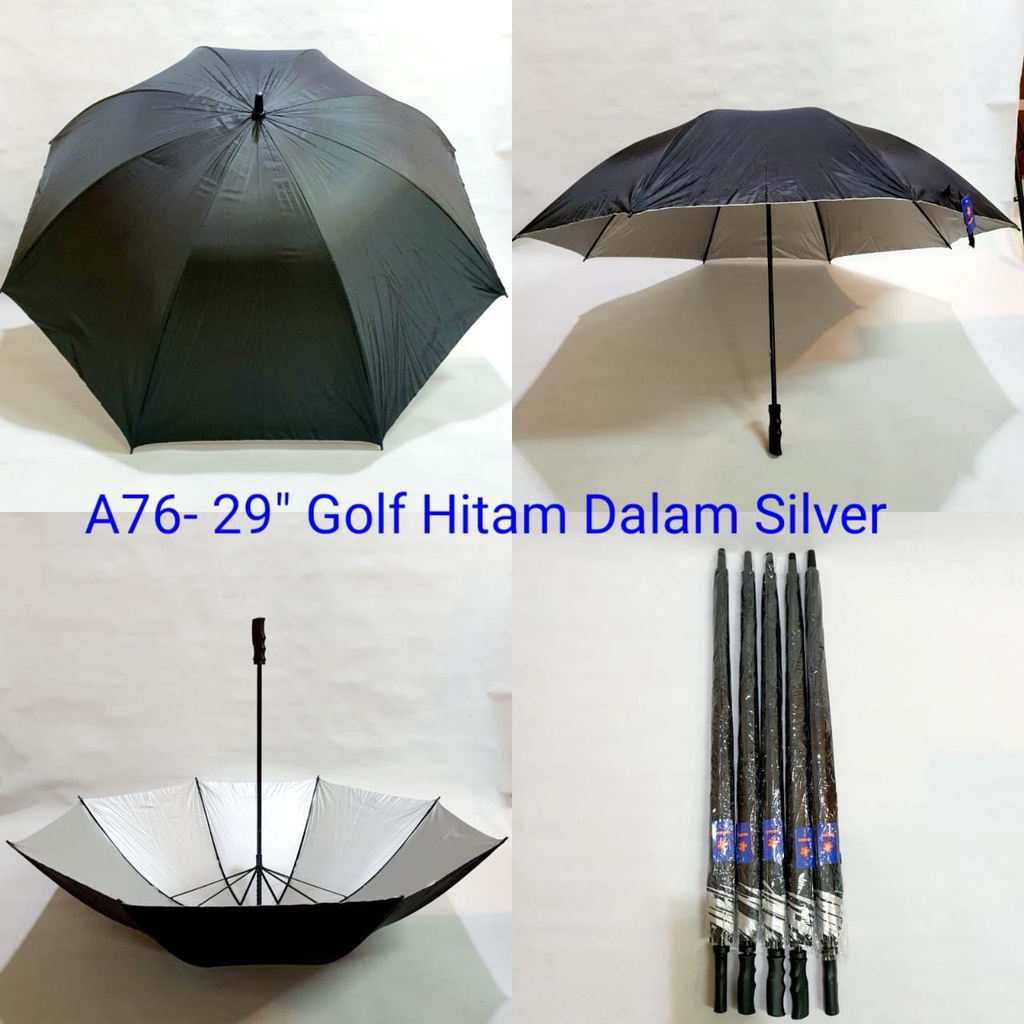 Payung Golf Jumbo Polos Luar Warna Dalam Silver Payung Promosi Payung Sablon