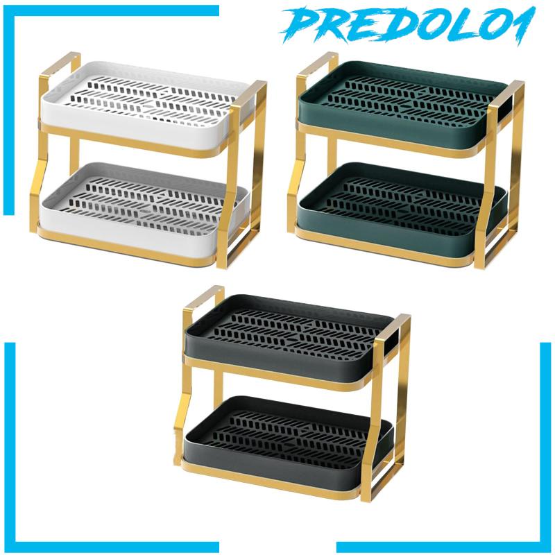 [Predolo1] Rak Organizer Meja Dapur Double Layer Dengan Nampan Tiris