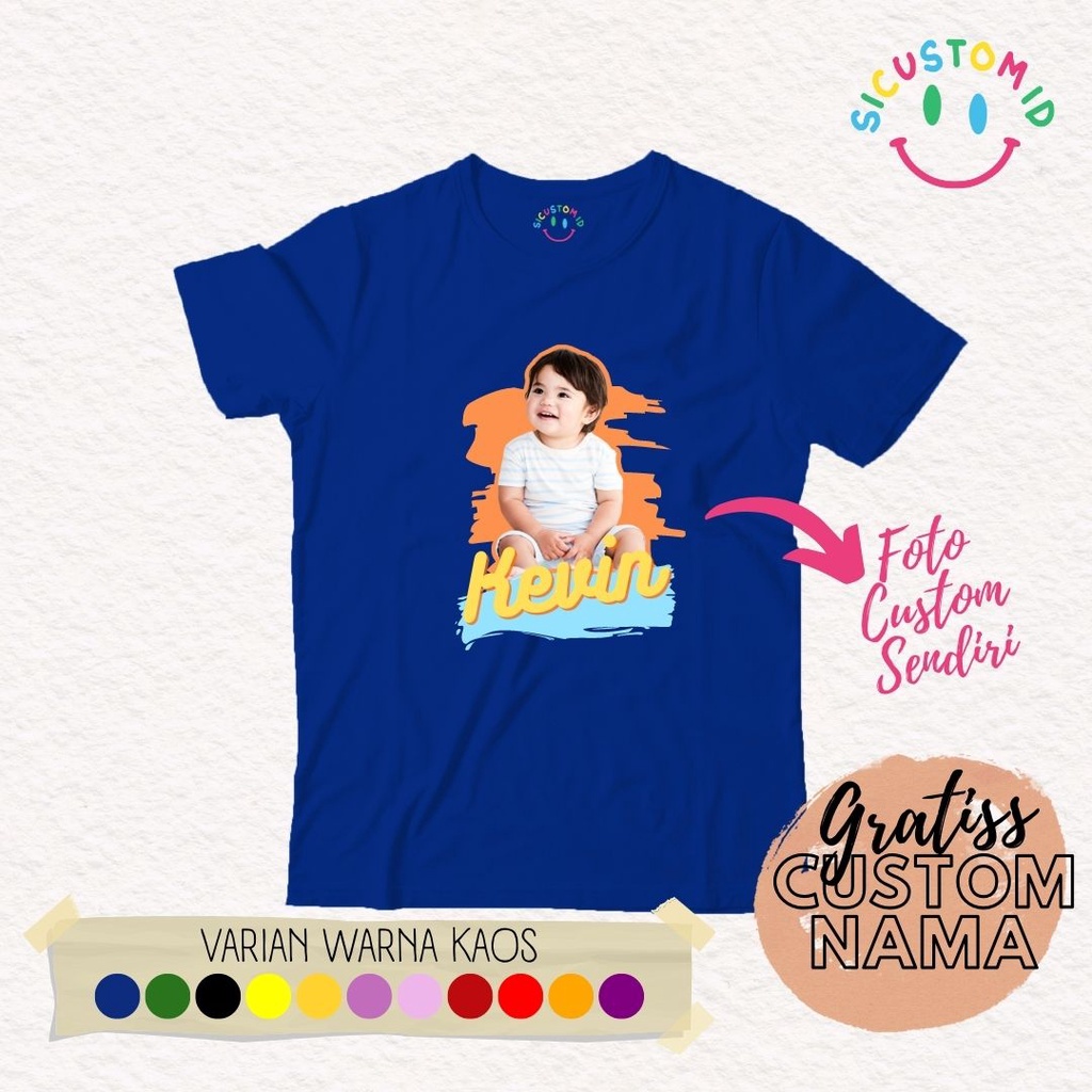 TERLARIS BAJU KAOS ANAK TANGAN PENDEK GRATIS CUSTOM FOTO + NAMA