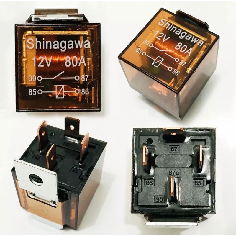 RELAY 4 KAKI RILAY KLAKSON LAMPU TEMBAK RELAY MOBIL MOTOR 4 Kaki 80A 12V Original