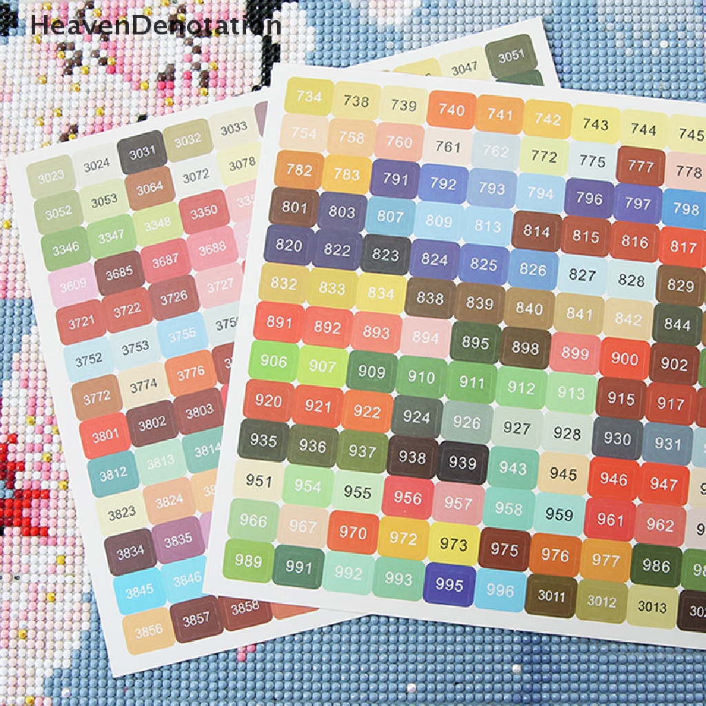 [HeavenDenotation] Stiker Angka Warna Diamond Paing447 DMC Labels Stickers Kotak Penyimpanan Diamond Paing Aksesoris Mosaic Bottle Tools HDV