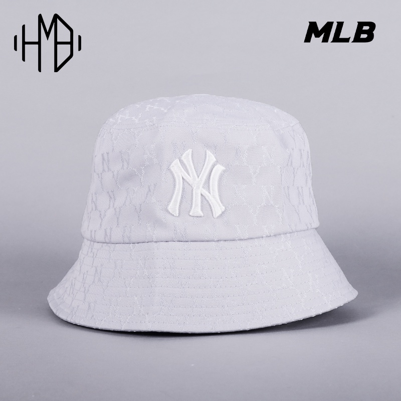 MLB Korea NY Yankees Monogram Classic Bucket Hat Grey