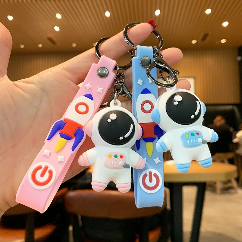 Kreatif Lucu Kartun Lembut PVC Astronot DIY Gantungan Kunci Spaceman Gantungan Kunci Mobil Pasangan Ransel Liontin Keychain Aksesoris