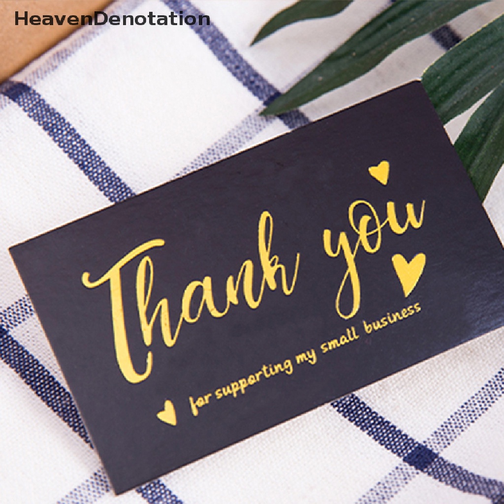 [HeavenDenotation] 50pcs Hitam Terima Kasih Untuk Pesanan Anda Kartu Nama Gift Business Greeg Card HDV