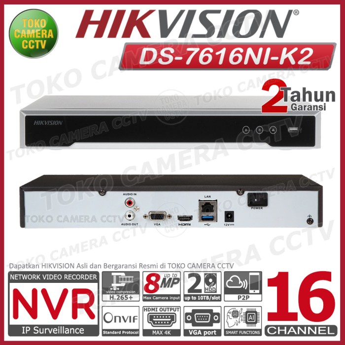 NVR 16 CHANNEL HIKVISION DS-7616NI-K2 NVR 16CH 4MP 5MP 8MP