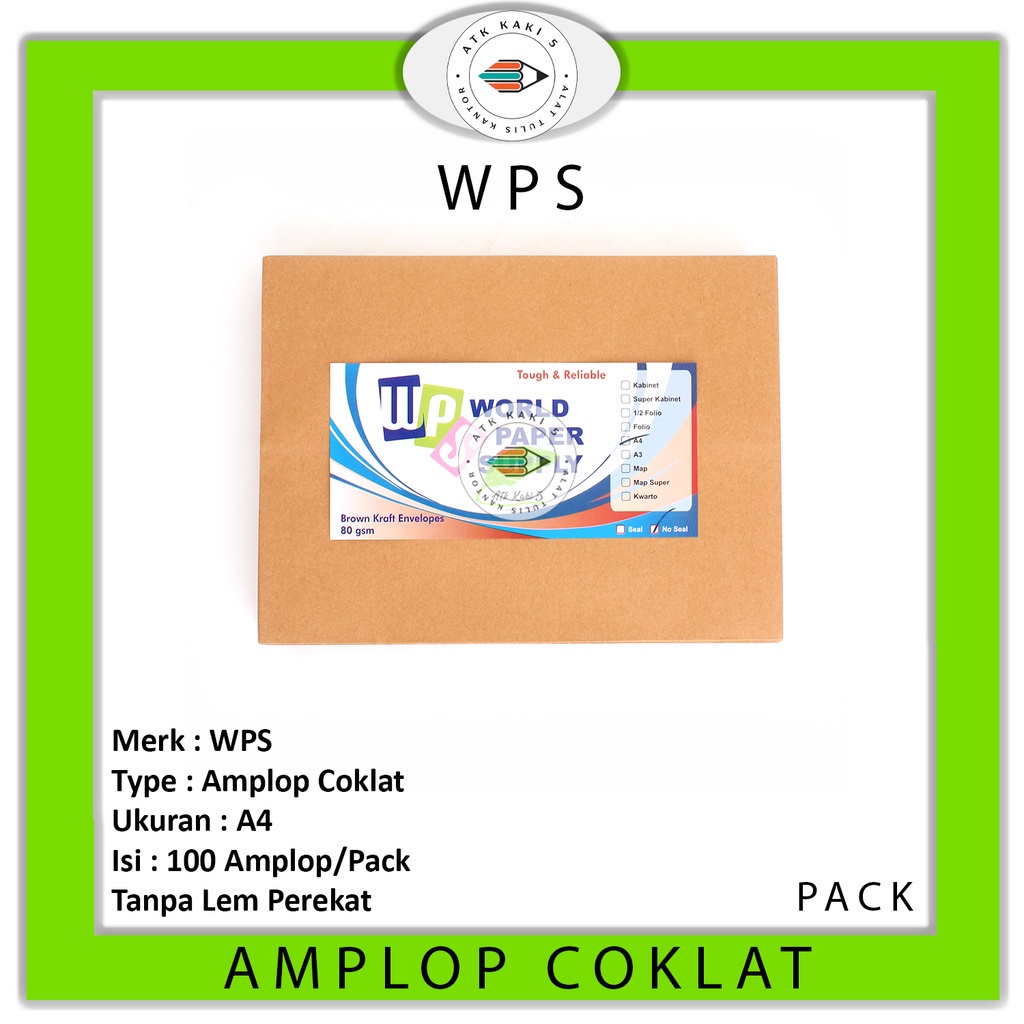 

WPS - Amplop Coklat Ukuran A4 - Pack