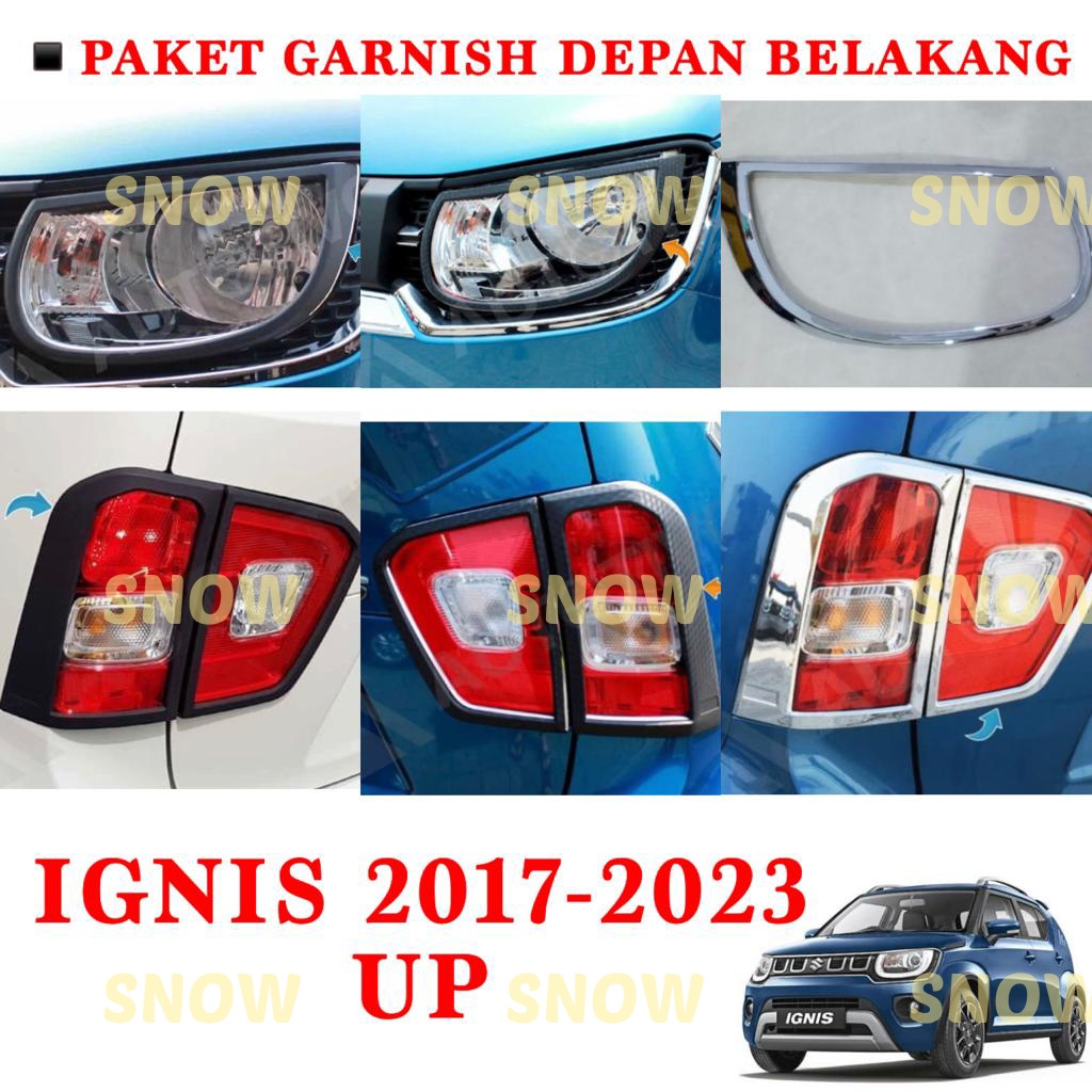 Paket Garnish Lampu Depan Belakang Suzuki Ignis 2017 2022 2023 Hitam Chrome Carbontivo