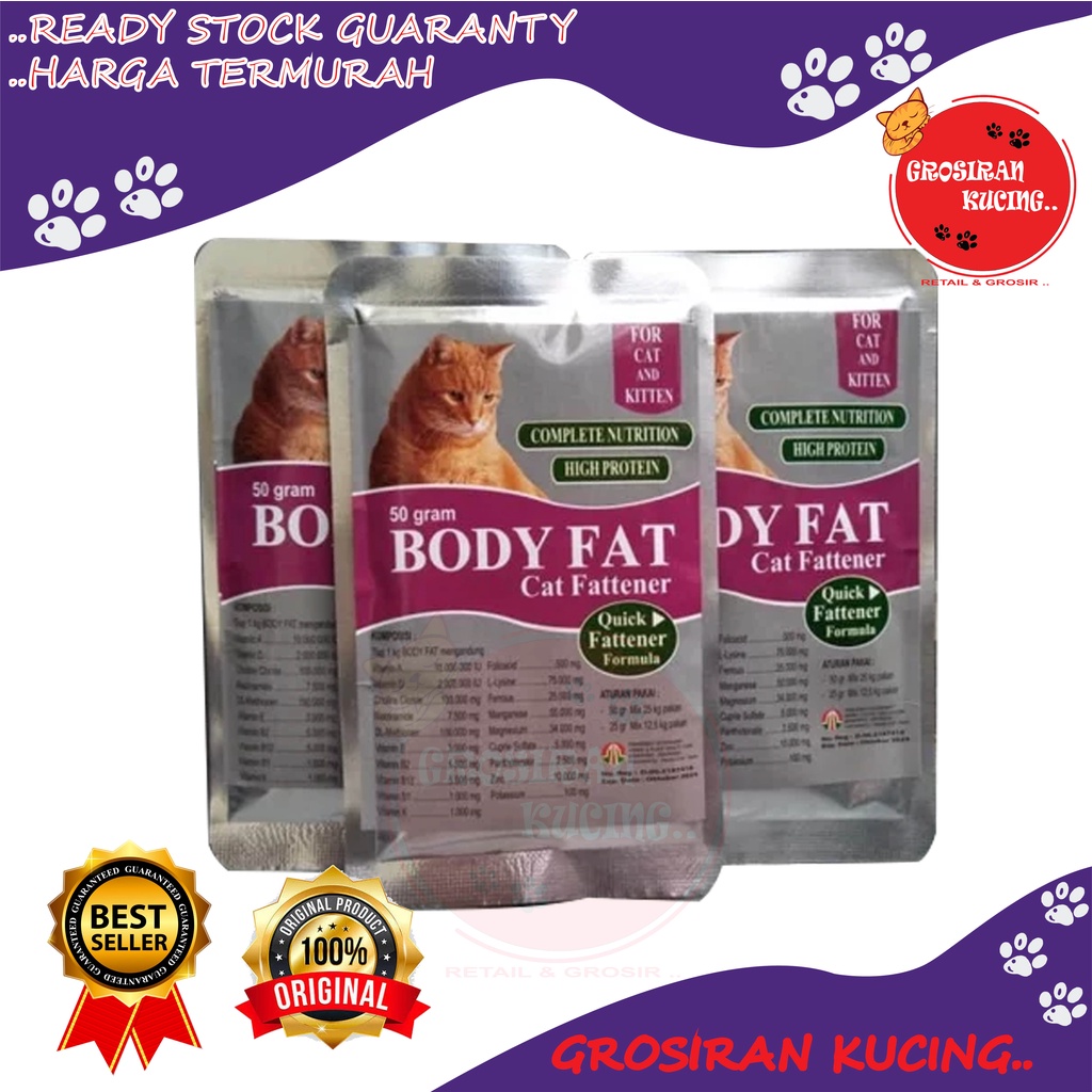 BODY FAT - Cat Fattener Suplement Vitamin Makan Penggemuk Kucing 50g