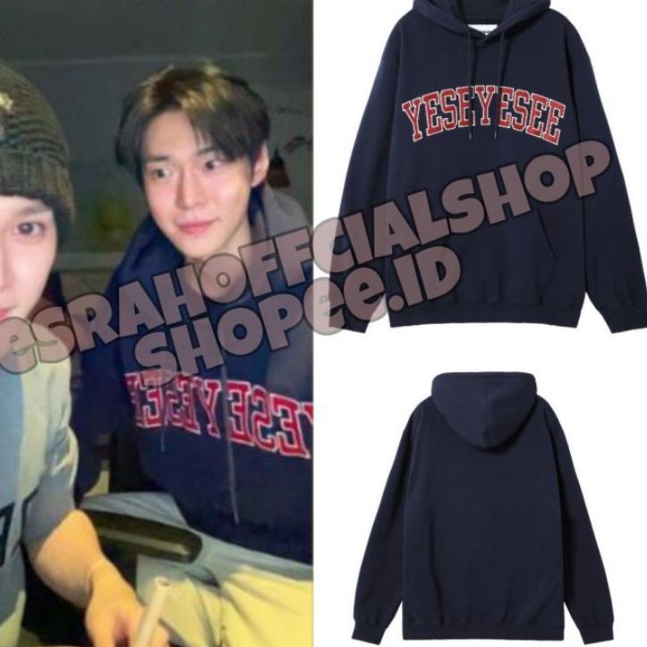 ✲ JAKET HOODIE NAVY  REALPICT KPop nct fashion idol outfit YESEYESEE SABLON MARUN LIST PUTIH ➨