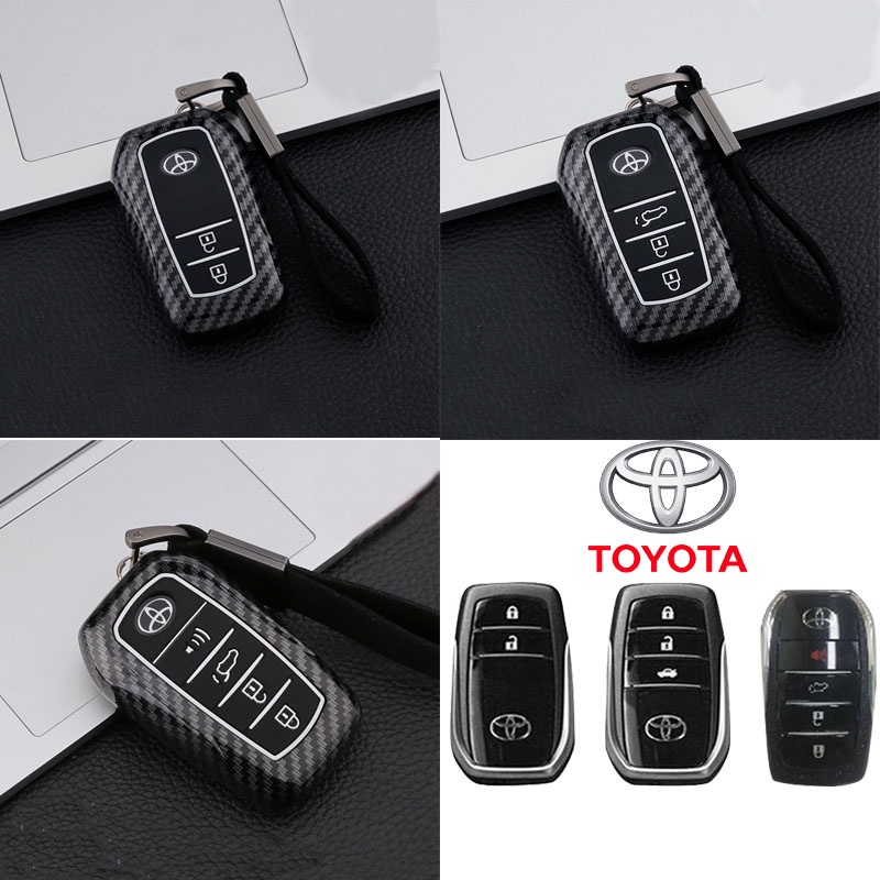 Cover Case Kunci Mobil ABS Serat Karbon Untuk Toyota Hilux Rogue Revo Innova Fortuner Harrier Camry Vellfire Alphard