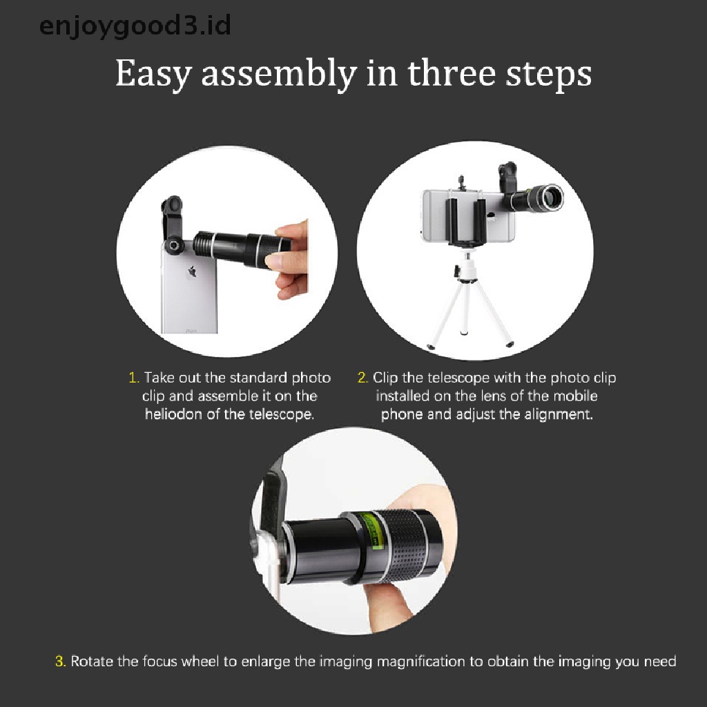 【 Rready Stock 】 Universal 20X Zoom Cell Phone Lens External Mobile Phone HD Camera Lens Clip Smartphone Optical Camera Telephoto Clip Telescope Lens （ ID ）