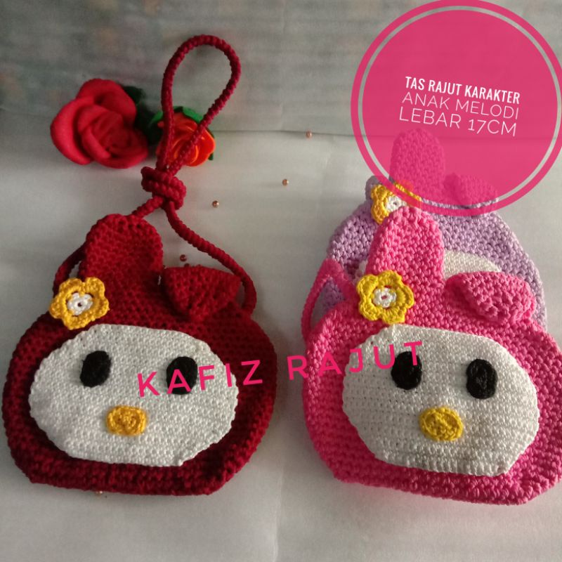 tas rajut anak karakter melody