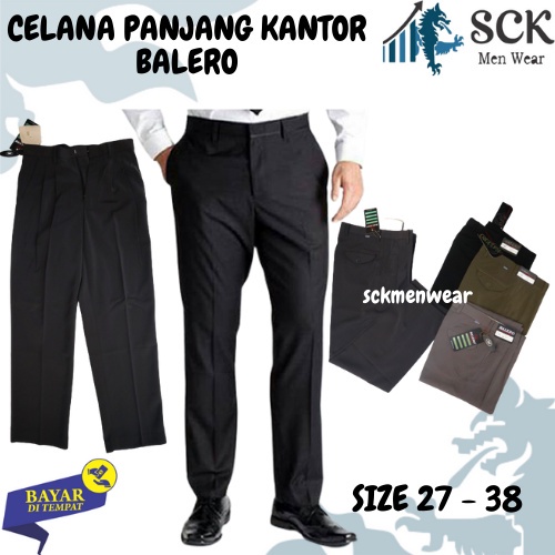 Celana Panjang Basic BALERO Pria Model Reguler Standar size 28-38 / Pakaian Kerja Kantor Formal  - sckmenwear GROSIR