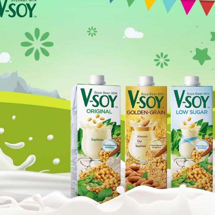 

12.12 Fasion sale Vsoy. V-soy. V Soy. Susu Kedelai Soya Milk Multi Golden Grain Barista Original Low Sugar 1Lt 1 liter Murah serbuuu !