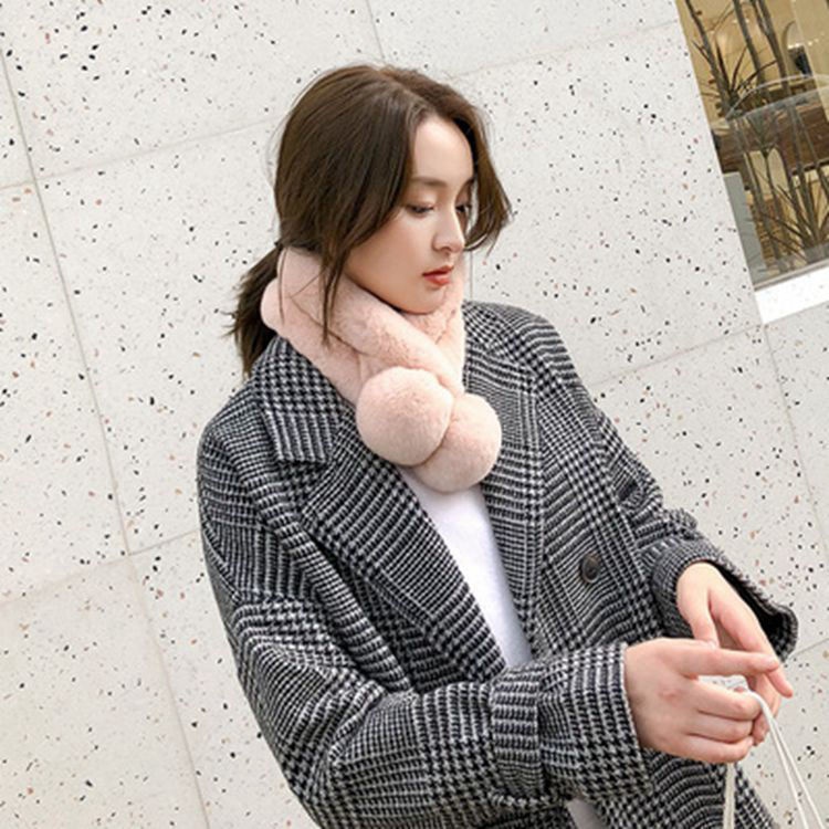 SYAL BULU FASHION LUCU KOREA MUSIM DINGIN Syal Bulu Winter Scarf Rabbit Fur Selendang Syal Tebal Hangat Fashion mewah