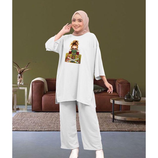 SETCEL OVERSIZE WANITA DTF CEWEK KACAMATA / SETELAN CELANA OVERSIZE