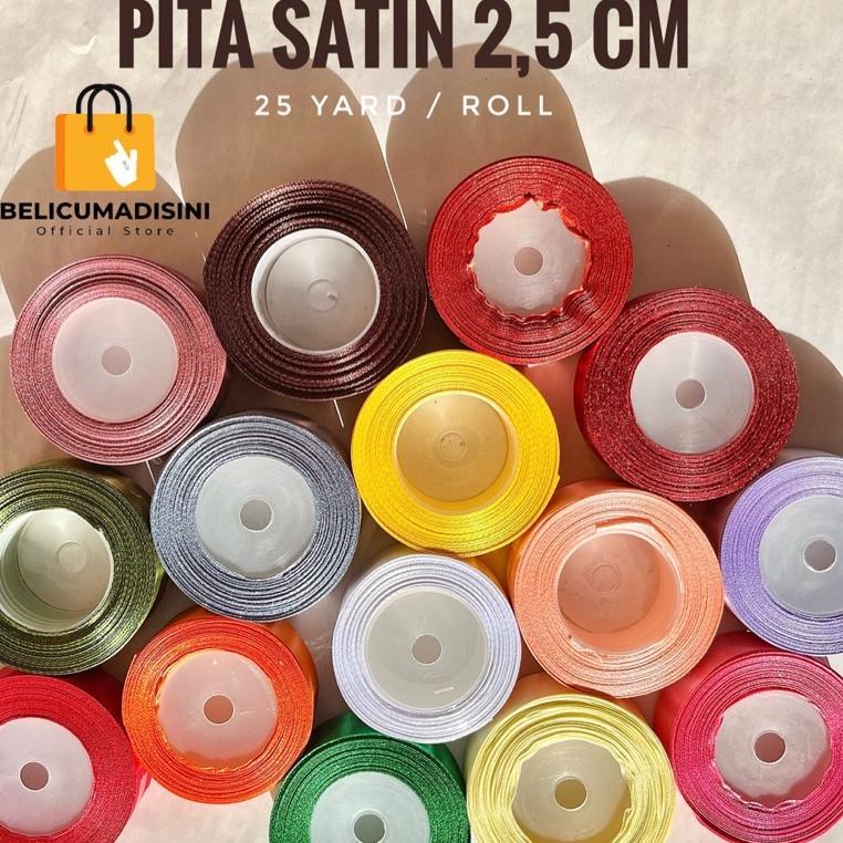 

H34 Pita Satin Merk EAGLE IMPORT Taiwan 2,5 cm PER ROLL / Warna Warni Colorful Ribbon Hiasan Packing TERLARIS ㆂ