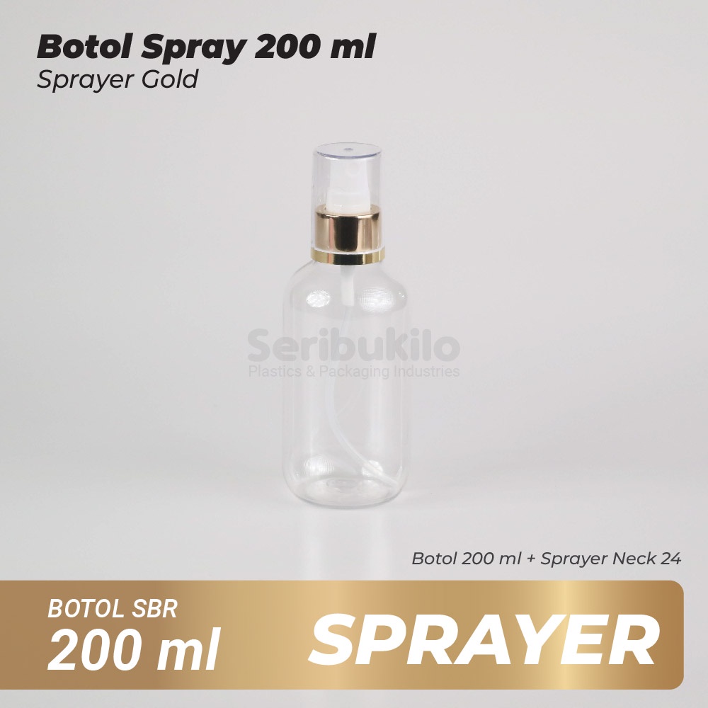 Botol Spray 200 ml /Botol PET Spray 200 ml SBR/Botol 200 ml Spray Gold/Silver Full Cover