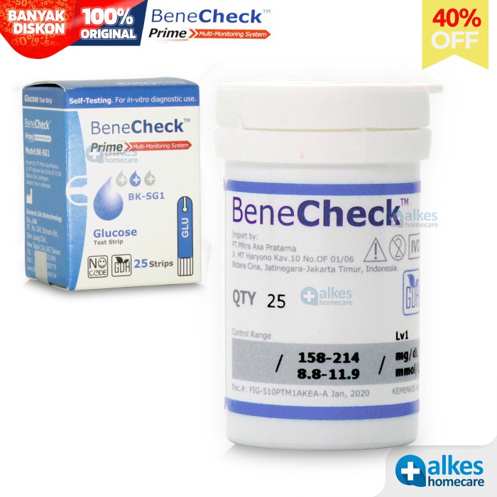 Alat Cek Gula Darah - Benecheck PRIME Test Strip Gula Darah