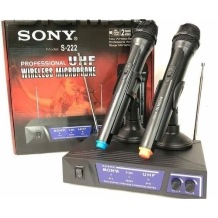 MICROPHONE SONY S 222 MIC WIRELESS SONY S222 HANDHELD 2 mic BAGUS