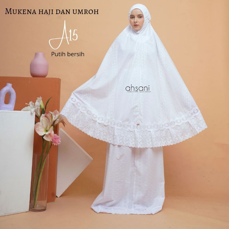 Ahsani Mukena Dewasa Bordir Premium A.15 // Mukena Putih // Mukena Hantaran// Mukena Seserahan // Mu