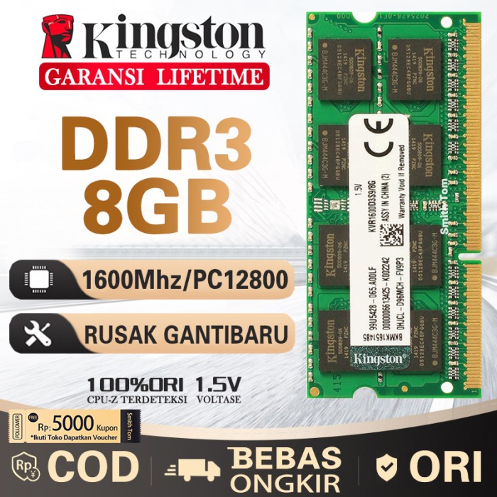 Ram Ram Laptop Kingston Sodimm 8Gb Ddr3 12800/ Ddr3-1600 8G Sodim
