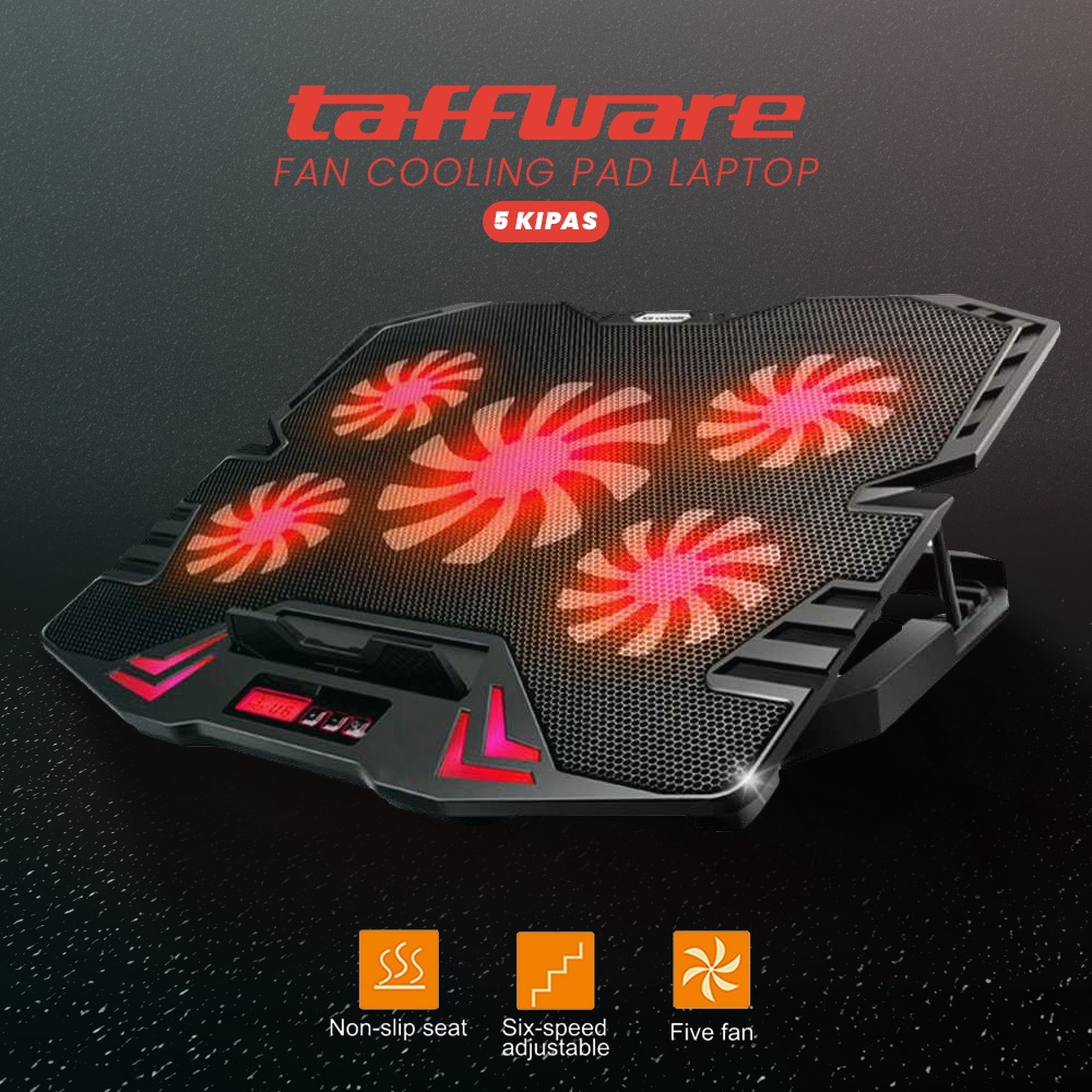 Taffware FAN Cooling Pad Laptop 5 Kipas - K5 - Black