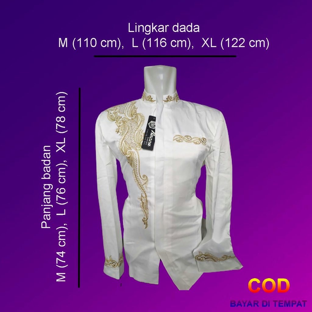 ✅COD Baju Koko Muslim Pria Dewasa Lengan Panjang Rezza Original