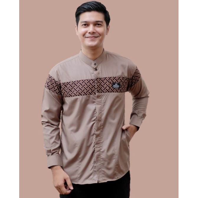 Baju Koko Pria Dewasa Lengan Panjang Motif Kobata Kombinasi Batik Terbaru,